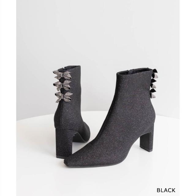 ランダ（RANDA）/＜24秋冬新作＞【22．5−25．5】バックリボングリッターショートブーツの通販は