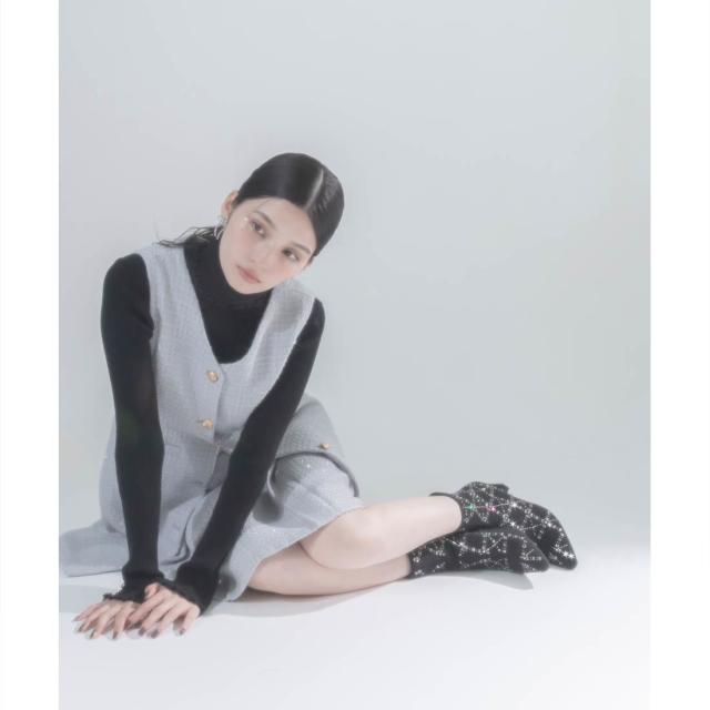 ランダ（RANDA）/【22．5−25．5】キルティングライクビジューブーツ_5