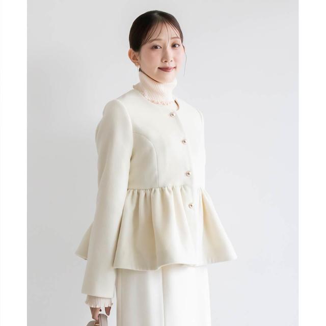 ランダ（RANDA）/ウールライクペプラムショートコート