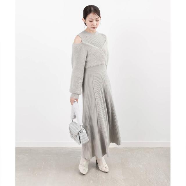 ランダ（RANDA）/＜24秋冬新作＞フェザードッキングニットワンピース