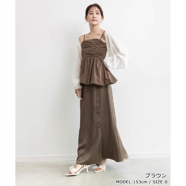 ランダ（RANDA）/ペプラムバルーンビスチェ＆サテンナロースカートセット