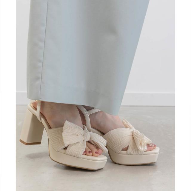 RANDA】プリーツリボンデザインヒールサンダル ランダ サンダル