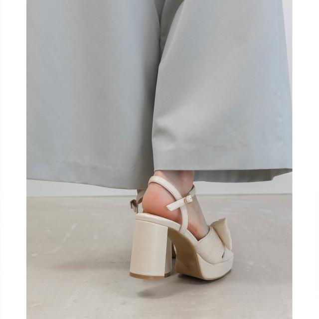 RANDA ＜25春夏新作＞プリーツリボンデザインヒールサンダル RANDA｜プリーツリボンデザインヒールサンダル | Rakuten