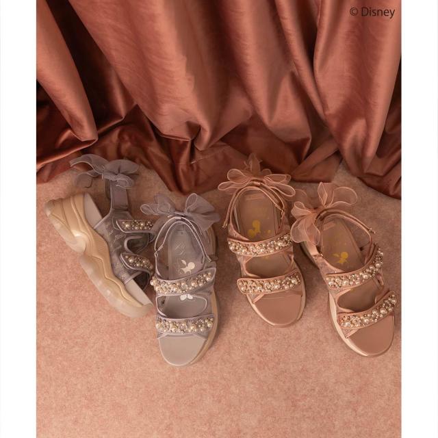 ランダ（RANDA）/【22．5−25．5】【Mickey＆Minnie】/2WAYパールデザインスポーツサンダル
