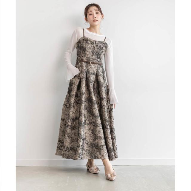 RANDA ジャガードフラワーワンピース ランダ（RANDA）/＜25秋冬新作＞フラワージャガードワンピース