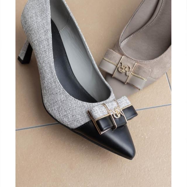 ランダ（RANDA）/＜25秋冬新作＞【22−25．5】【走れる美脚パンプス】コンビマテリアルリボンフィットパンプス ランダ（RANDA）/＜25秋冬新作＞【22−25．5】【走れる美脚パンプス