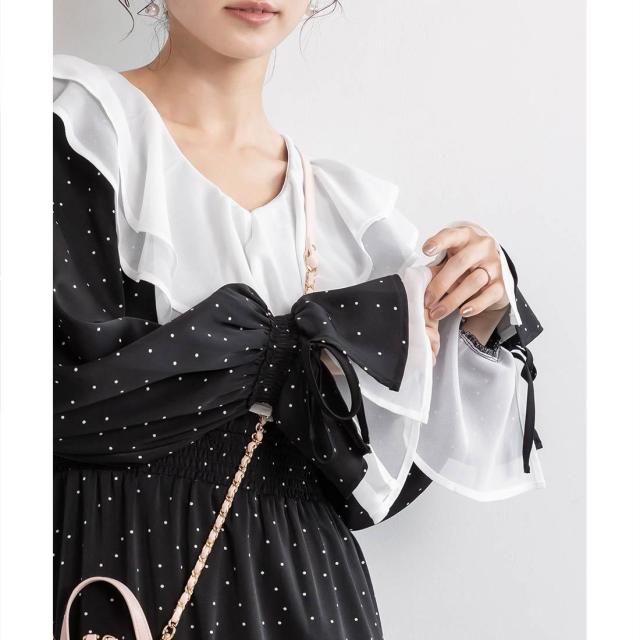 ランダ（RANDA）/＜25秋冬新作＞ラッフルカラーフリルシフォンワンピース