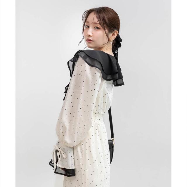 【美品】エポカ ラッフルフリル袖ロングフレアワンピース シフォン ウエストベルト エポカ ラッフルフリル袖ロングフレアワンピース シフォン ウエストベルト