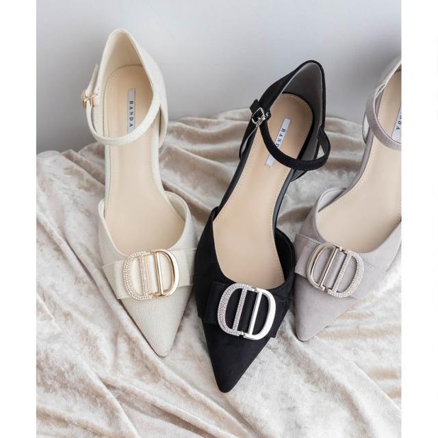 ランダ（RANDA）/＜25秋冬新作＞【22．5−25．5】ビジューパーツストラップパンプス