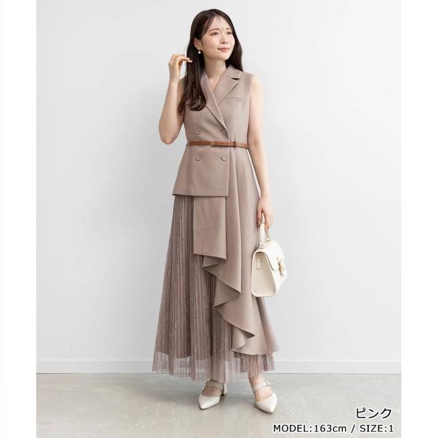 ランダ（RANDA）/【4サイズ展開】レースプリーツドッキングレイヤード