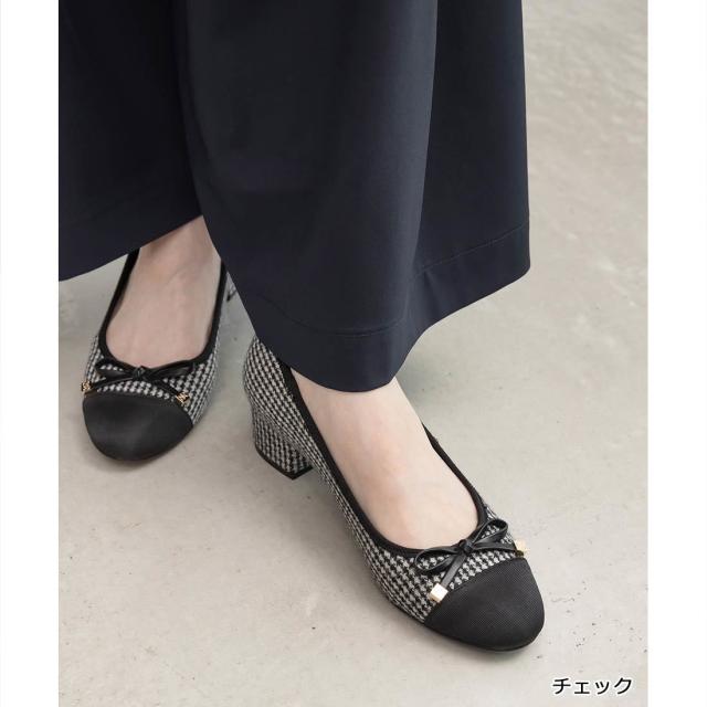 ランダ（RANDA）/＜25秋冬新作＞【22−25．5】コンビマテリアルラウンドトゥパンプス ランダ（RANDA）/＜25秋冬新作＞【22−25．5】コンビマテリアル