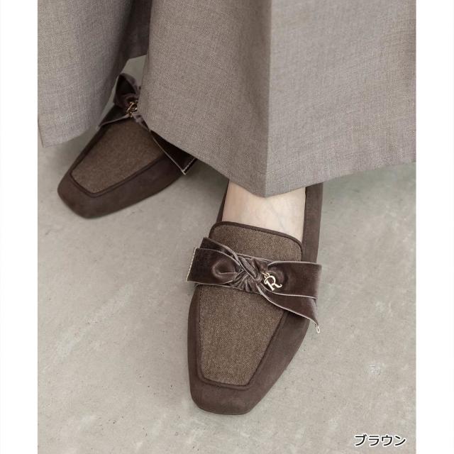 ランダ（RANDA）/＜25秋冬新作＞【22．5−25．5】ベロアリボンローファー