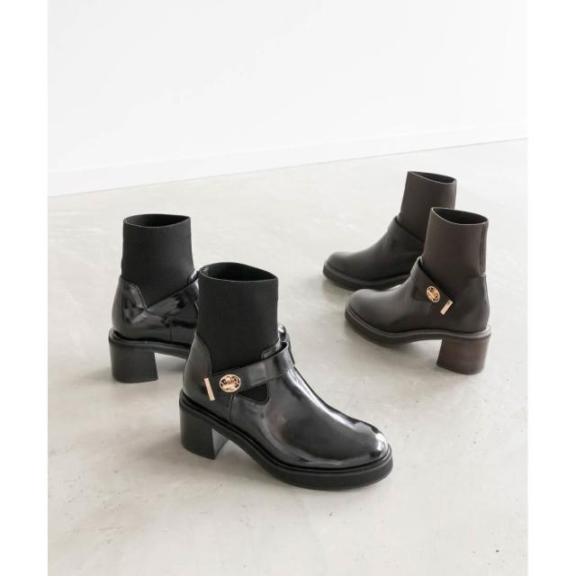 ランダ（RANDA）/＜25秋冬新作＞【22．5−25．5】レザーライクニットドッキングブーツ