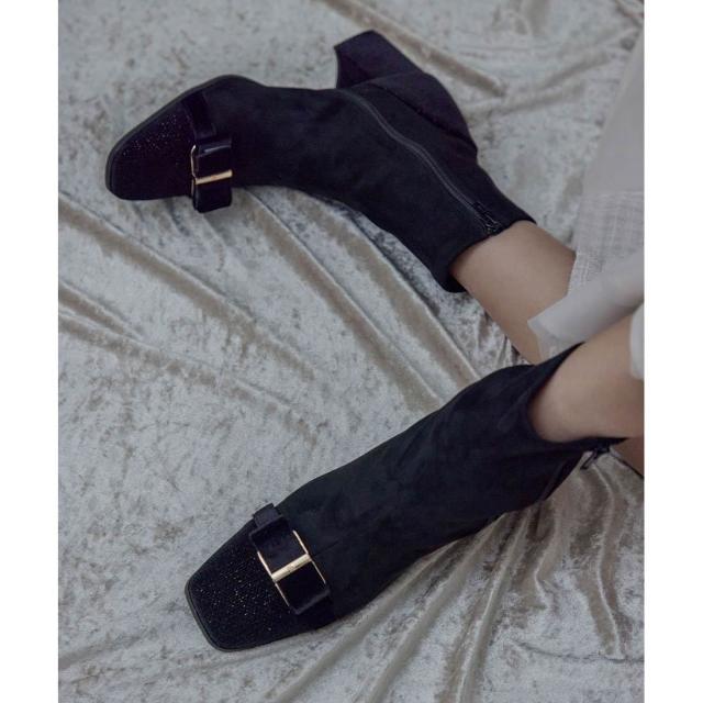 ランダ（RANDA）/＜25秋冬新作＞【22．5−25．5】ストレッチリボンパーツショートブーツ