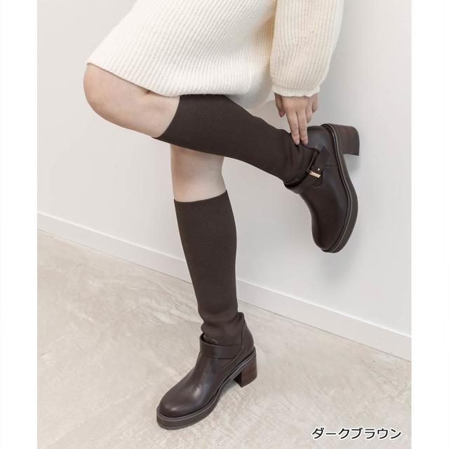 ランダ（RANDA）/【22．5−25．5】ラウンドトゥニットドッキングロングブーツ_2