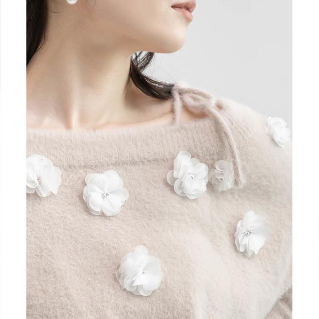 ランダ（RANDA）/＜25秋冬新作＞フラワーモチーフシャギーニット