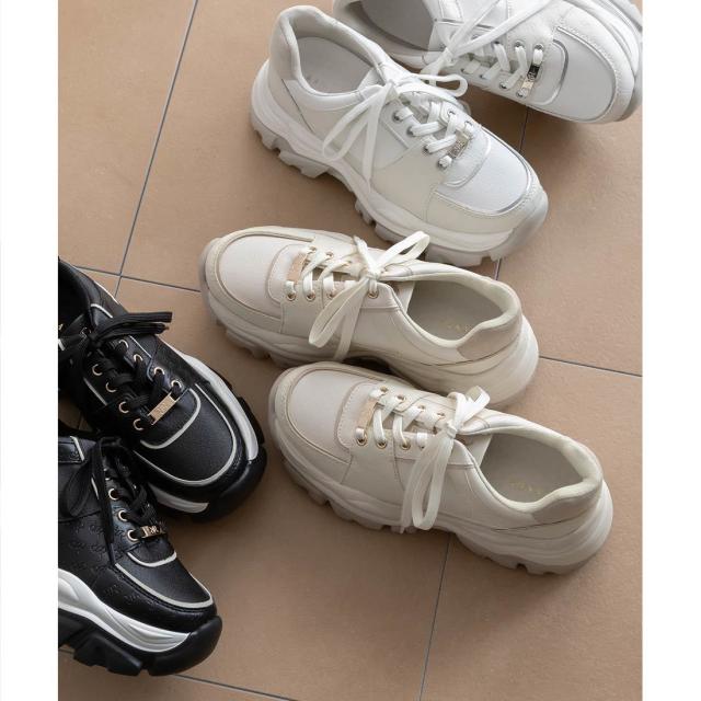 ランダ（RANDA）/＜25秋冬新作＞【22．5−25．5】2WAY モノグラムプレートボリュームソールスニーカー