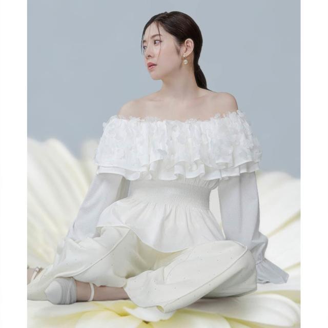 ランダ（RANDA）/＜26春夏新作＞【Flower Collection】3Dフラワーケープカラーブラウス