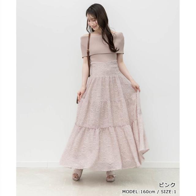 ランダ（RANDA）/＜26春夏新作＞オフショルニットドッキングワンピース