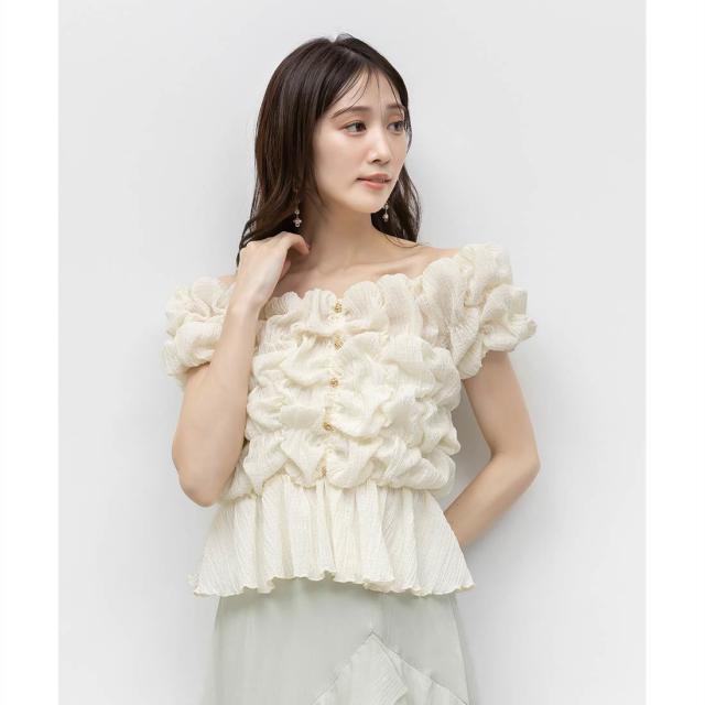 ランダ（RANDA）/＜26春夏新作＞シャーリングオフショルダートップス