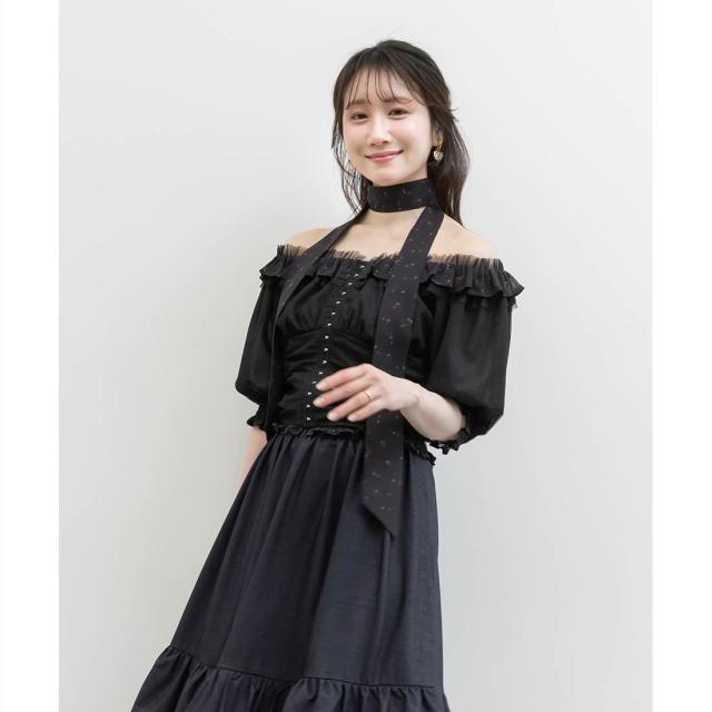 【NEW】ランダ（RANDA）/＜26春夏新作＞【Cherry＆Strawberry】チェリープリントフリルクロップドブラウス_12