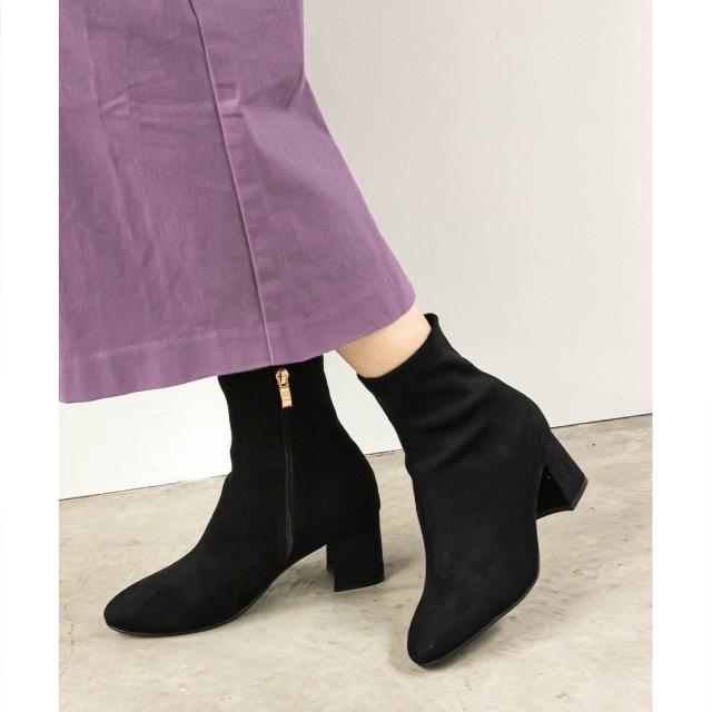 ランダ（RANDA）/【22．5−25．5】ストレスフリー/ソフトストレッチチャンキーヒールショートブーツ