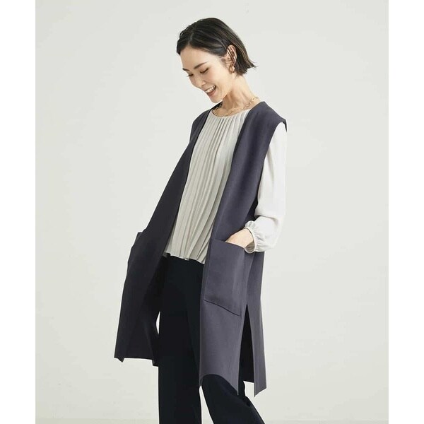 ミッシェルクラン/サイドスリットニットジレ