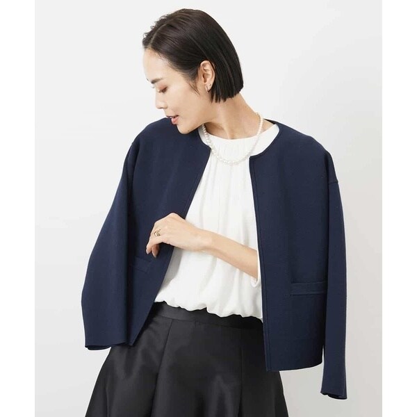 ミッシェルクラン（MICHEL ）/ノーカラーニットジャケット