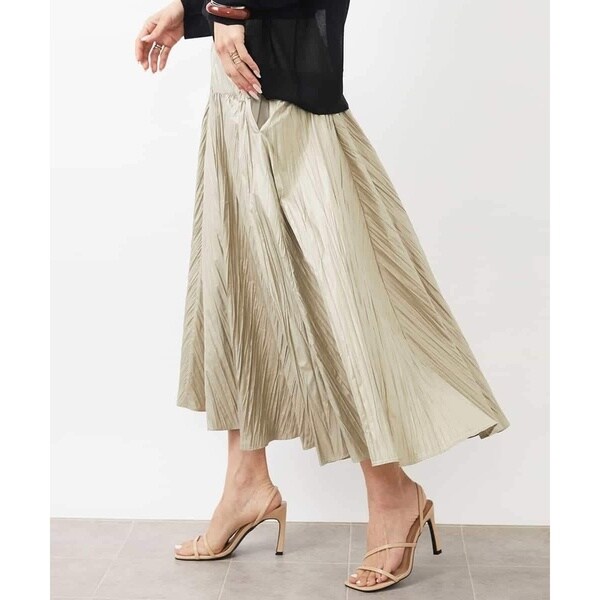 ミッシェルクラン（MICHEL ）/［セットアップ対応］クラッシュレザーライクフレアスカート