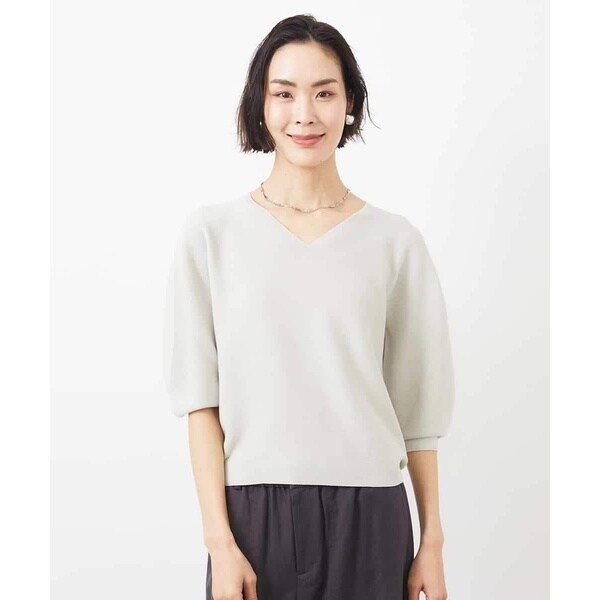 ミッシェルクラン（MICHEL ）/[WEB限定カラー]ホールガーメント(R)Vネックボリュームスリーブニット