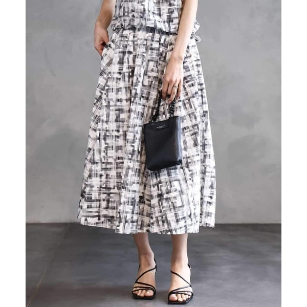 ミッシェルクラン（MICHEL ）/[セットアップ対応]かすれチェック柄ギャザースカート