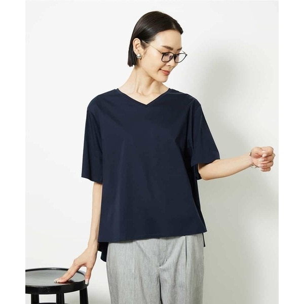 ミッシェルクラン（MICHEL ）/[接触冷感]異素材バックフレアカットソー