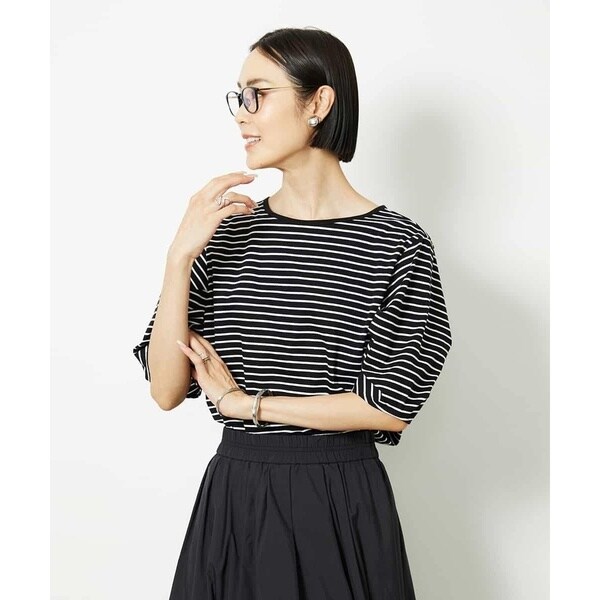 ミッシェルクラン（MICHEL ）/[接触冷感]袖タックボーダーカットソー