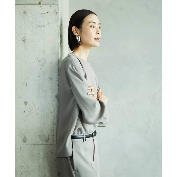 ミッシェルクラン（MICHEL ）/[セットアップ対応]ノーカラーブラウス