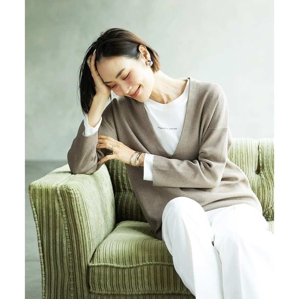 ミッシェルクラン（MICHEL ）/深Vネックニットプルオーバー