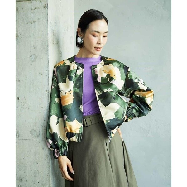 ミッシェルクラン（MICHEL ）/[セットアップ対応]モダンフラワープリントブルゾン