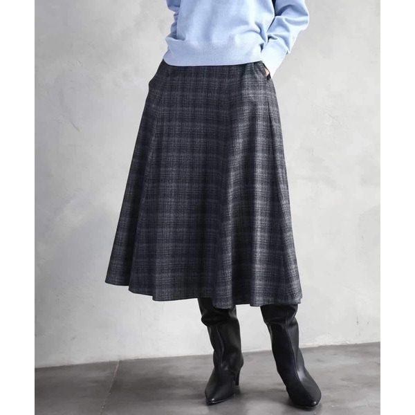 ミッシェルクラン（MICHEL ）/2WAYストレッチチェックフレアースカート
