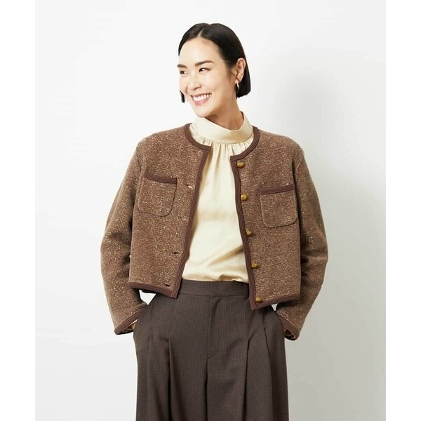【NEW】ミッシェルクラン（MICHEL ）/ツィード調モールニットジャケット