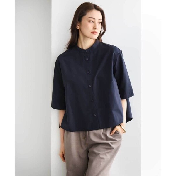 ミッシェルクラン（MICHEL KLEIN）/バンドカラーテントラインシャツ