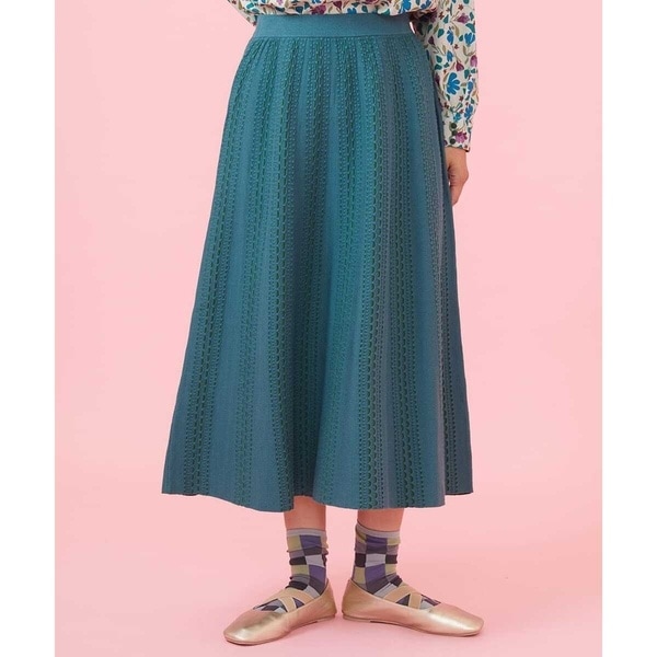 ホコモモラ（JOCOMOMOLA）/バイカラーニット　ストライプ柄スカート