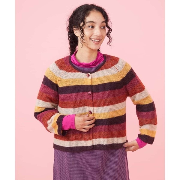 ホコモモラ（JOCOMOMOLA）/モヘヤニット クルーネックカーディガン