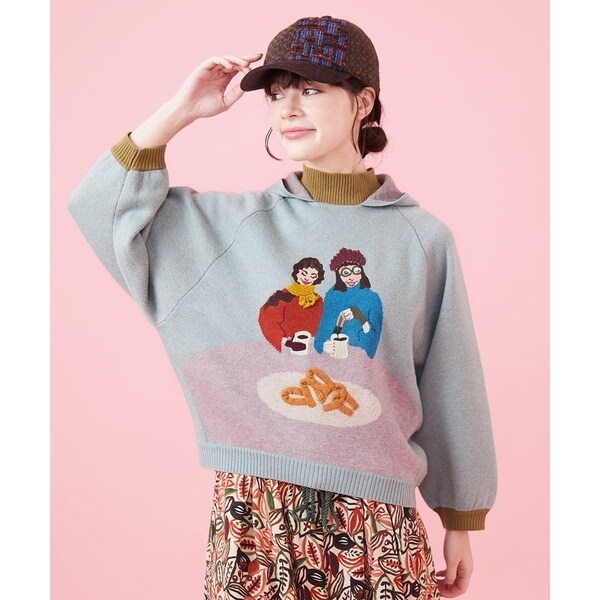 ホコモモラ（JOCOMOMOLA）/Amigo フード付きニットプルーオーバーの通販は 16,500円