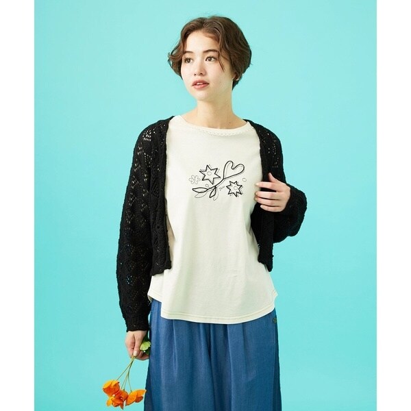 ホコモモラ（JOCOMOMOLA）/コットンリリヤーン ショート丈ニットカーディガン