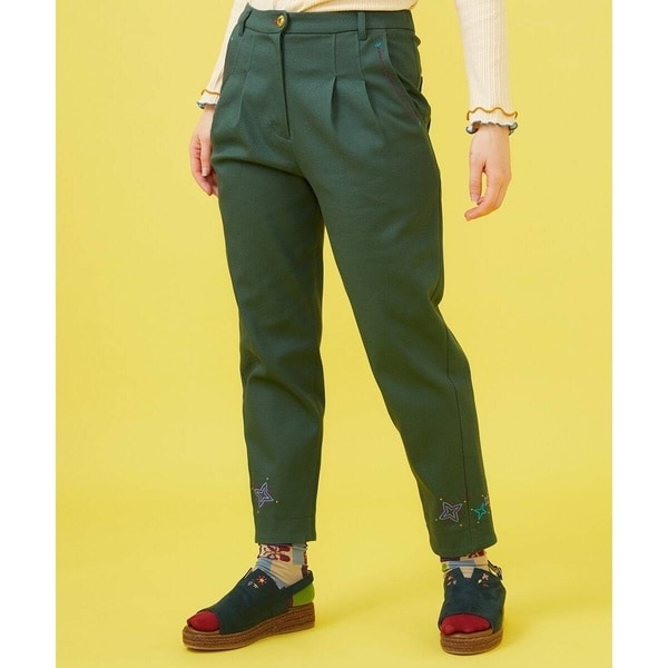 ホコモモラ（JOCOMOMOLA）/カラーツイル 刺繍入りテーパードパンツ