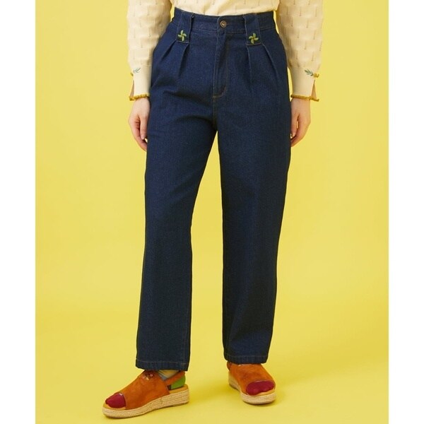 ホコモモラ（JOCOMOMOLA）/刺繍入りデニムストレートパンツ