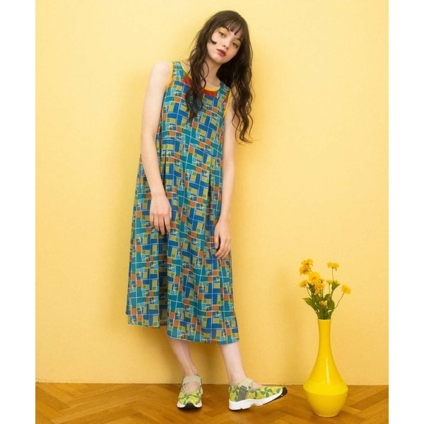 ホコモモラ（JOCOMOMOLA）/Amarillo lima プリントノースリーブワンピース