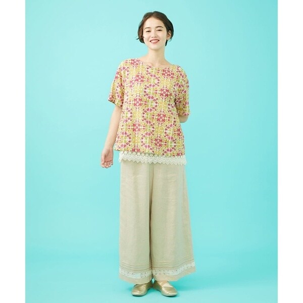 ホコモモラ（JOCOMOMOLA）/【日本製】Rosa flamenco フラワープリントタックブラウス_9