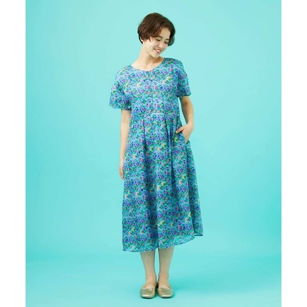 ホコモモラ（JOCOMOMOLA）/Verde esmeralda リネンプリントワンピース