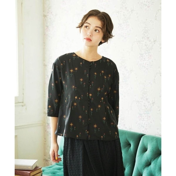 ホコモモラ（JOCOMOMOLA）/Escaleras de flores フラワー総刺繍ブラウス