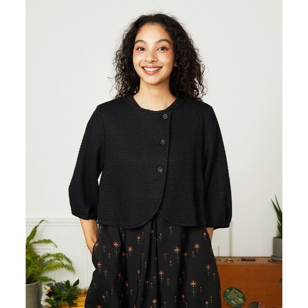 ホコモモラ（JOCOMOMOLA）/Granos de arroz ジャカードノーカラージャケット